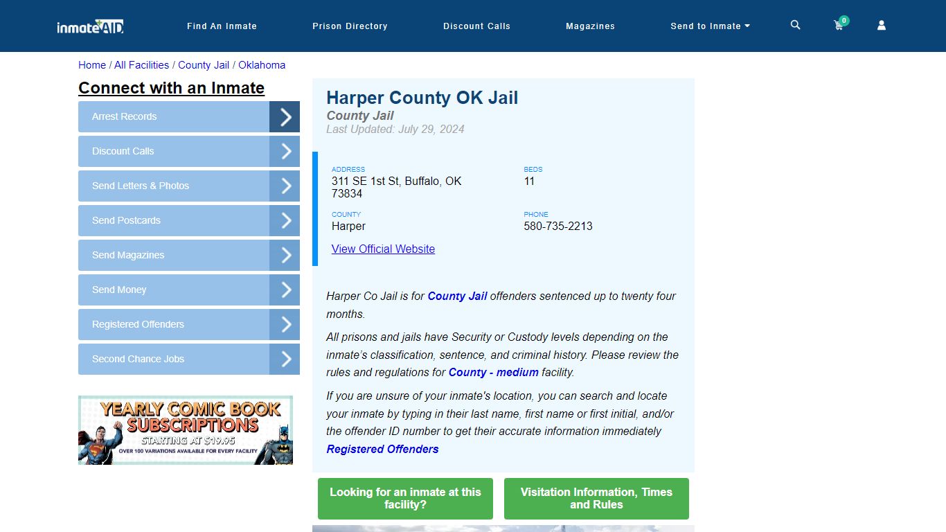 Harper County OK Jail - Inmate Locator