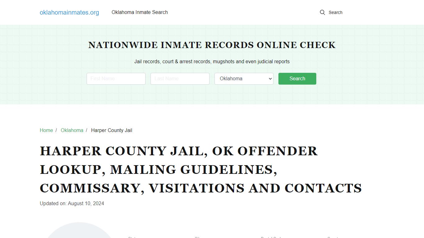 Harper County Jail, OK: Inmate Search Options, Visitations, Contacts