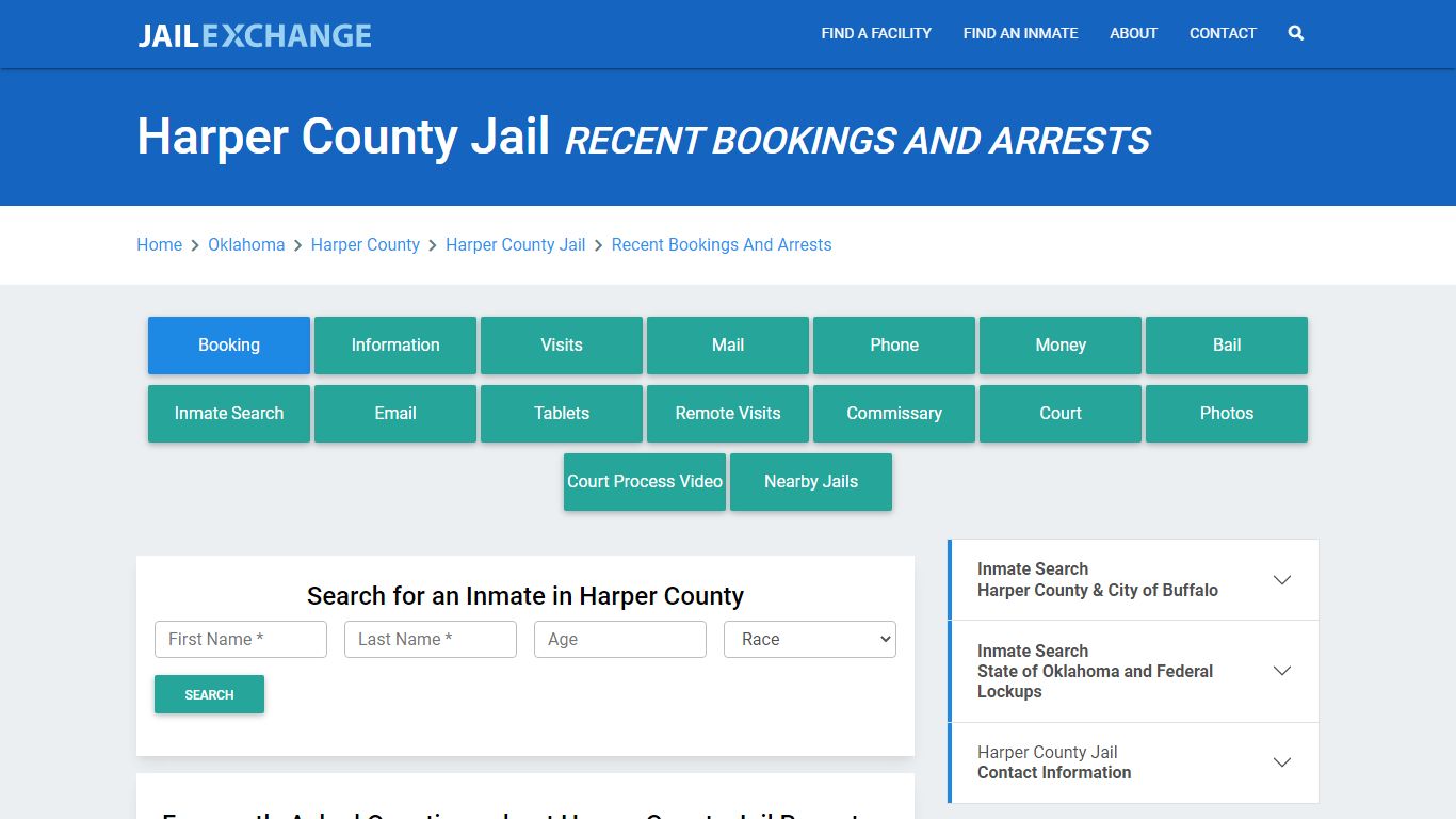 Harper County Jail & Sheriff Recent Bookings And Arrests - Jail Exchange